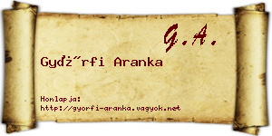 Győrfi Aranka névjegykártya